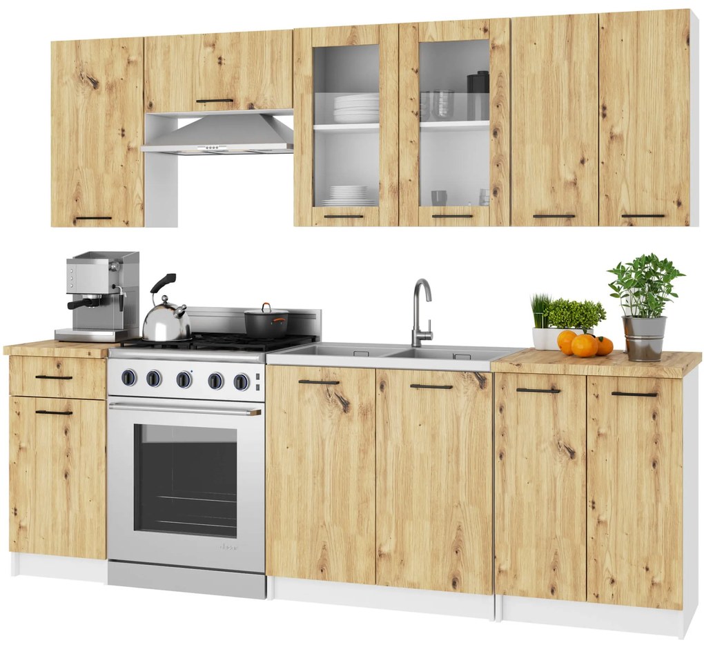 Závesná kuchynská skrinka OLIVIE W 80x72 cm biela mat/dub artisan