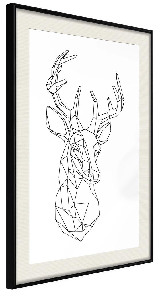 Artgeist Plagát - Geometric Deer [Poster] Veľkosť: 40x60, Verzia: Čierny rám s passe-partout