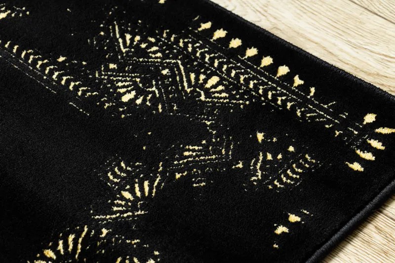 Dywany Łuszczów, Koberec behúň Gloss 408C 86 geometric black/gold, 80x300, čierna, obývacia izba