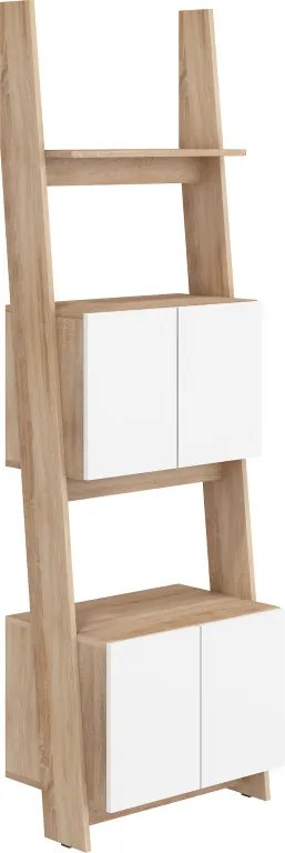 Regál so skrinkou 60 cm 2 Raul (dub sonoma svetlá + biely lesk). Vlastná spoľahlivá doprava až k Vám domov. 780579
