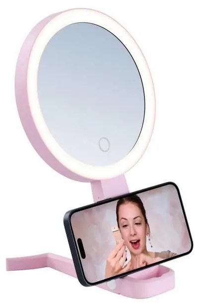 Immax 09102L - LED+CCT Stmievateľné kozmetické zrkadlo SWEET LED/3W/5V ružové