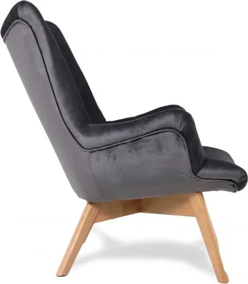 Kreslo Picolo s podnožkou, modrá / prírodná (amore AN 3339)