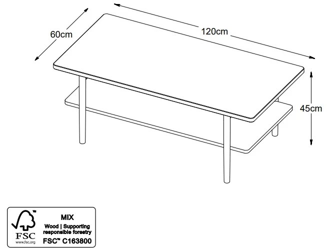 Dizajnový konferenčný stolík Zayleigh 120 cm vzor dub