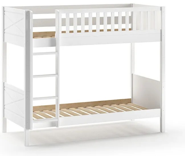 Detská poschodová posteľ z masívu a MDF Scott borovica biela 175cm 90x200cm
