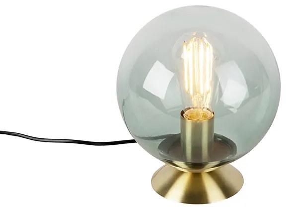 Stolná lampa v štýle Art Deco mosadz so zeleným sklom - Pallon