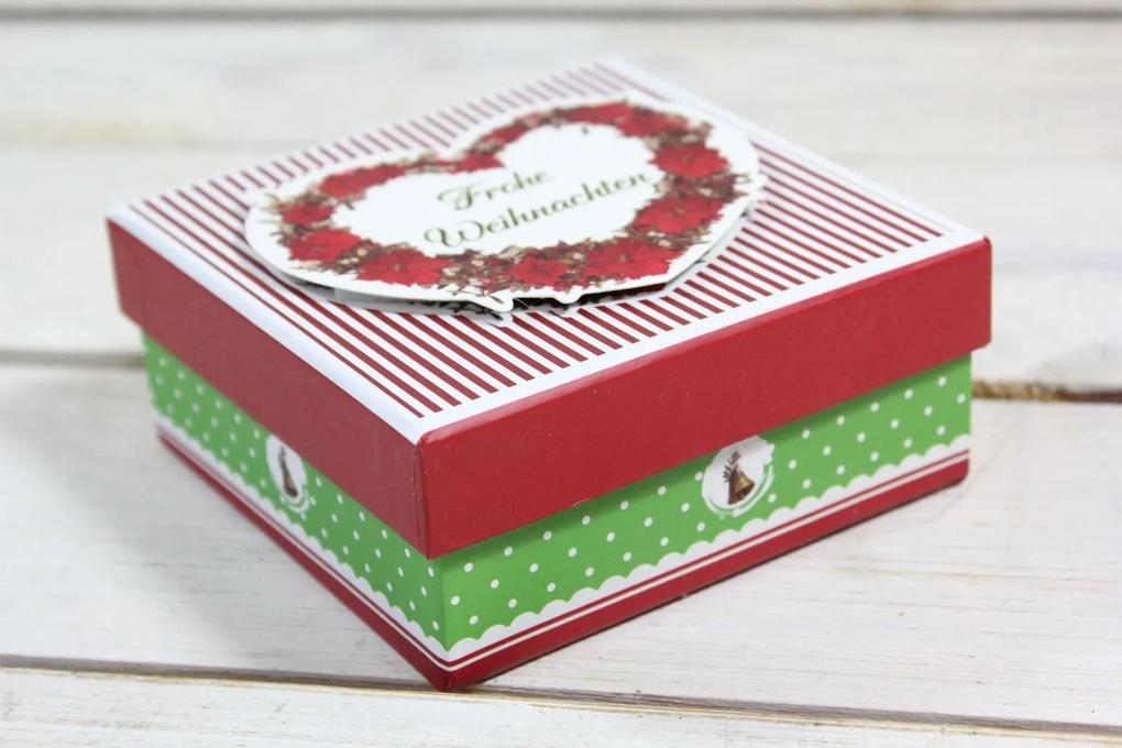 Ozdobná krabica "FROHE WEIHNACHTEN" (10,5x4,5x10,5 cm) 2. - vianočný