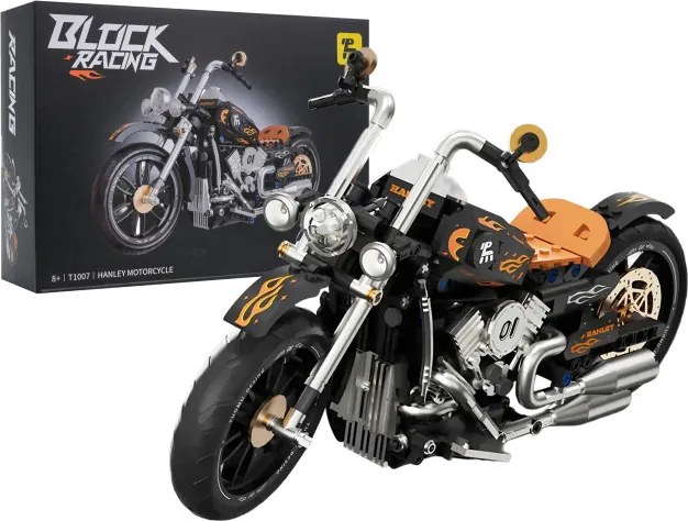 Stavebnica Čierny motocykel T1007 - 455 dielikov