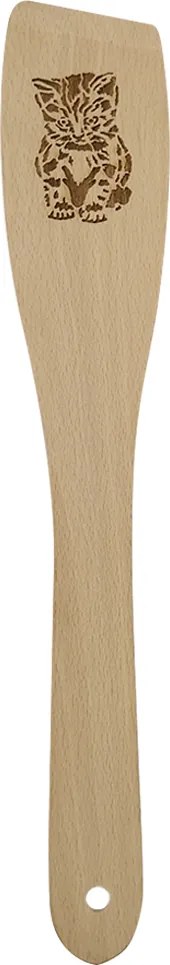 AMADEA Drevená obracačka s obrázkom mačky, masívne drevo, dĺžka 30 cm