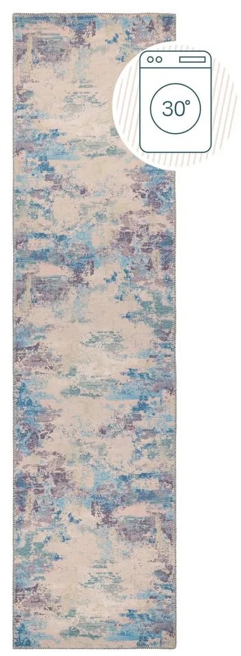 Modro-fialový umývateľný behúň s prímesou recyklovaných vlákien 60x230 cm Reid – Flair Rugs