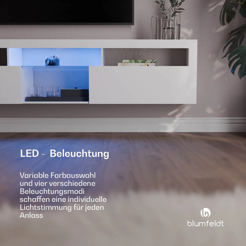 Blumfeldt Elgin, TV skrinka, 150 x 30 x 40 cm, LED