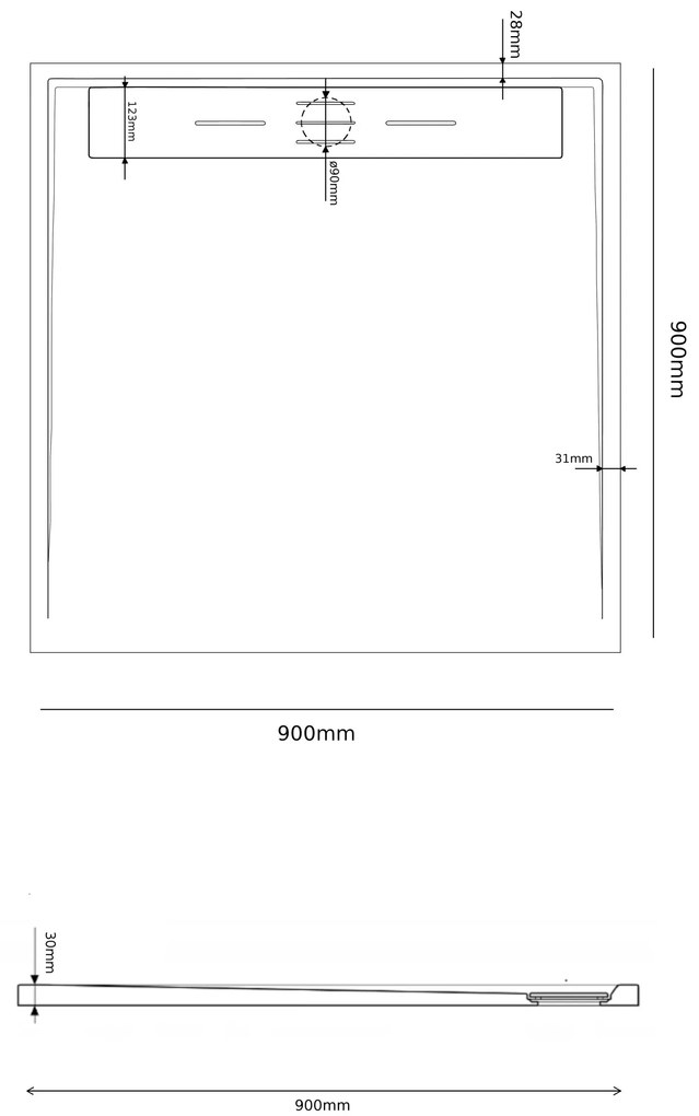 Erga Almac, SMC sprchová vanička 90 x 90 x 3 cm, biela, ERG-GMA-AL-9090