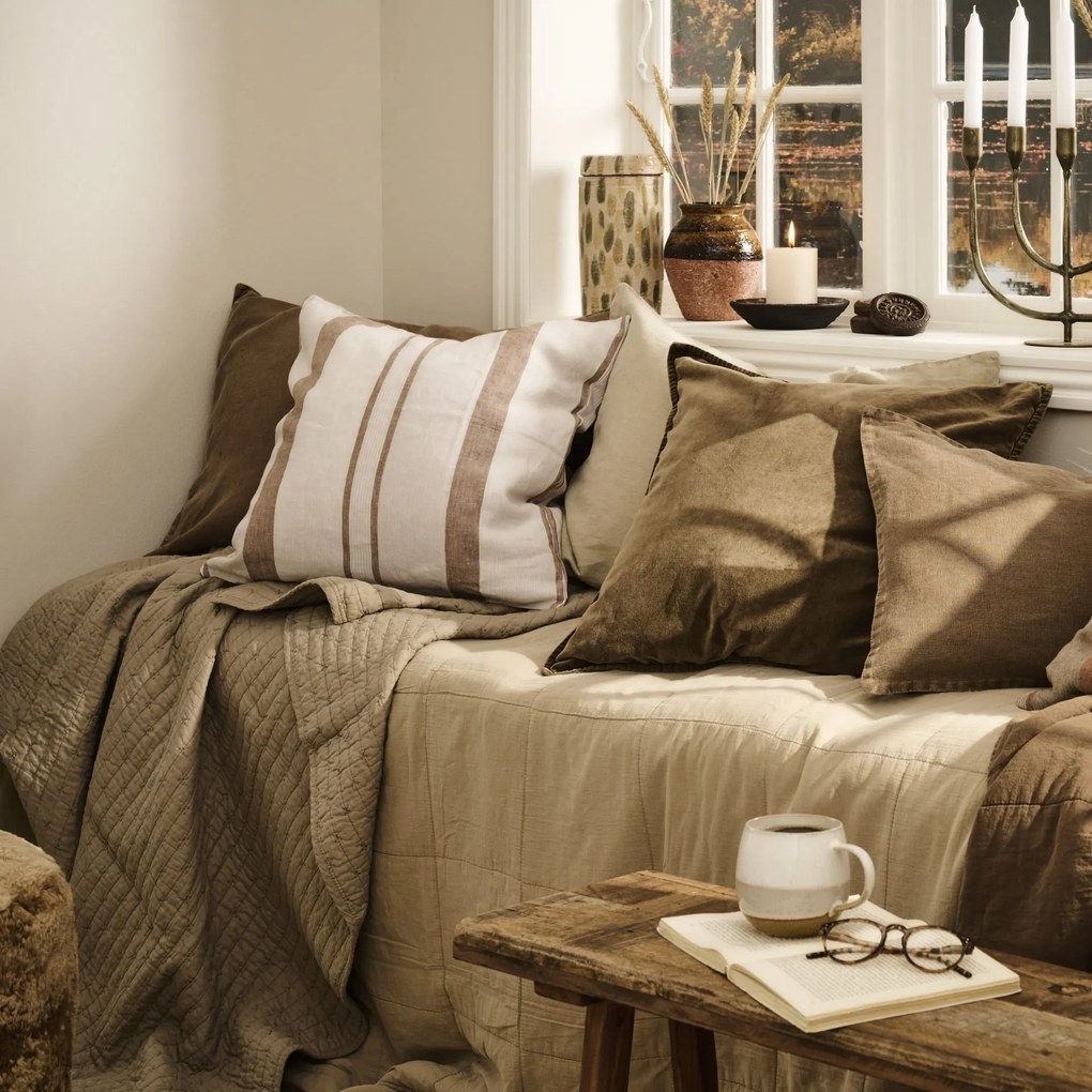 Ib Laursen Prešívaný prehoz Linen Cross Stitches 180 x 130 cm