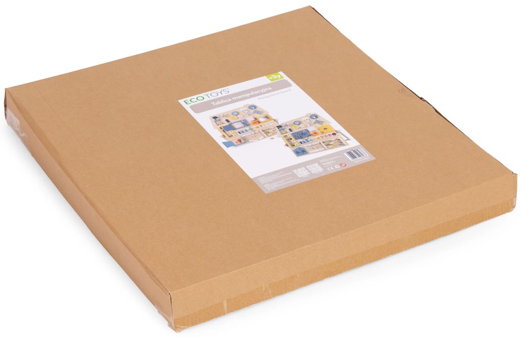 ECOTOYS Veľká drevená senzorická manipulačná tabuľa pre deti vzdelávací panel XL