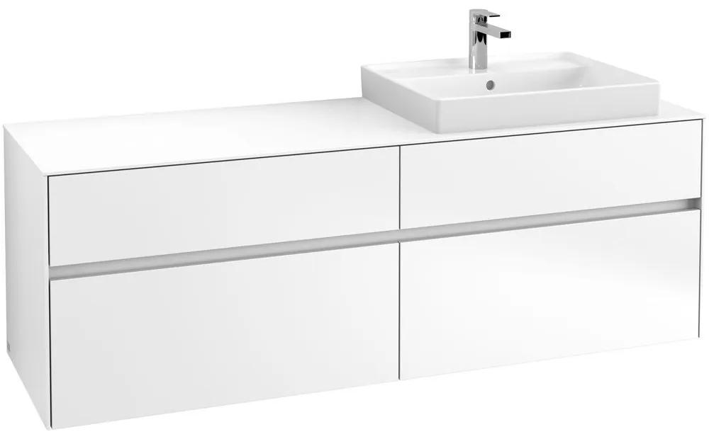 VILLEROY &amp; BOCH Collaro závesná skrinka pod umývadlo na dosku (umývadlo vpravo), 4 zásuvky, 1600 x 500 x 548 mm, White Matt, C02300MS