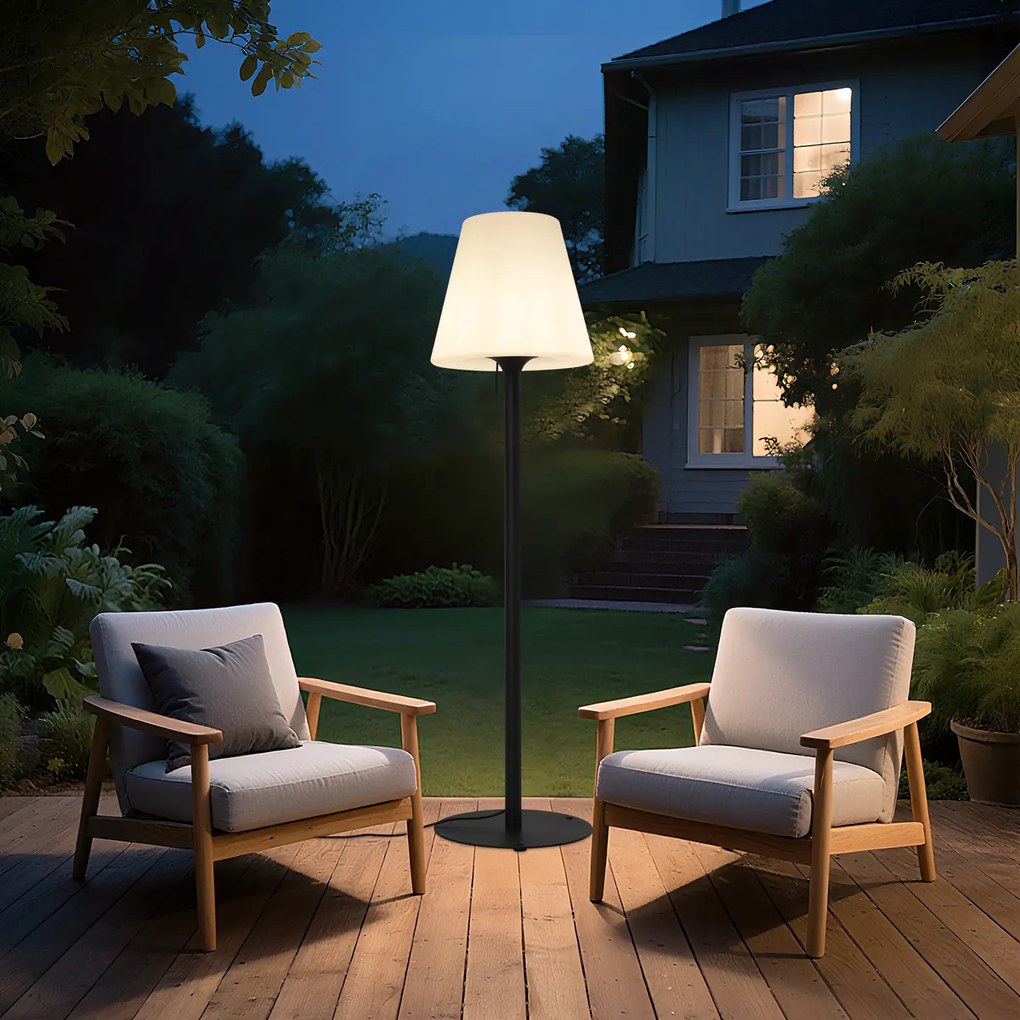 Moderná vonkajšia stojaca lampa čierna s bielym tienidlom IP44 - Big Virginia