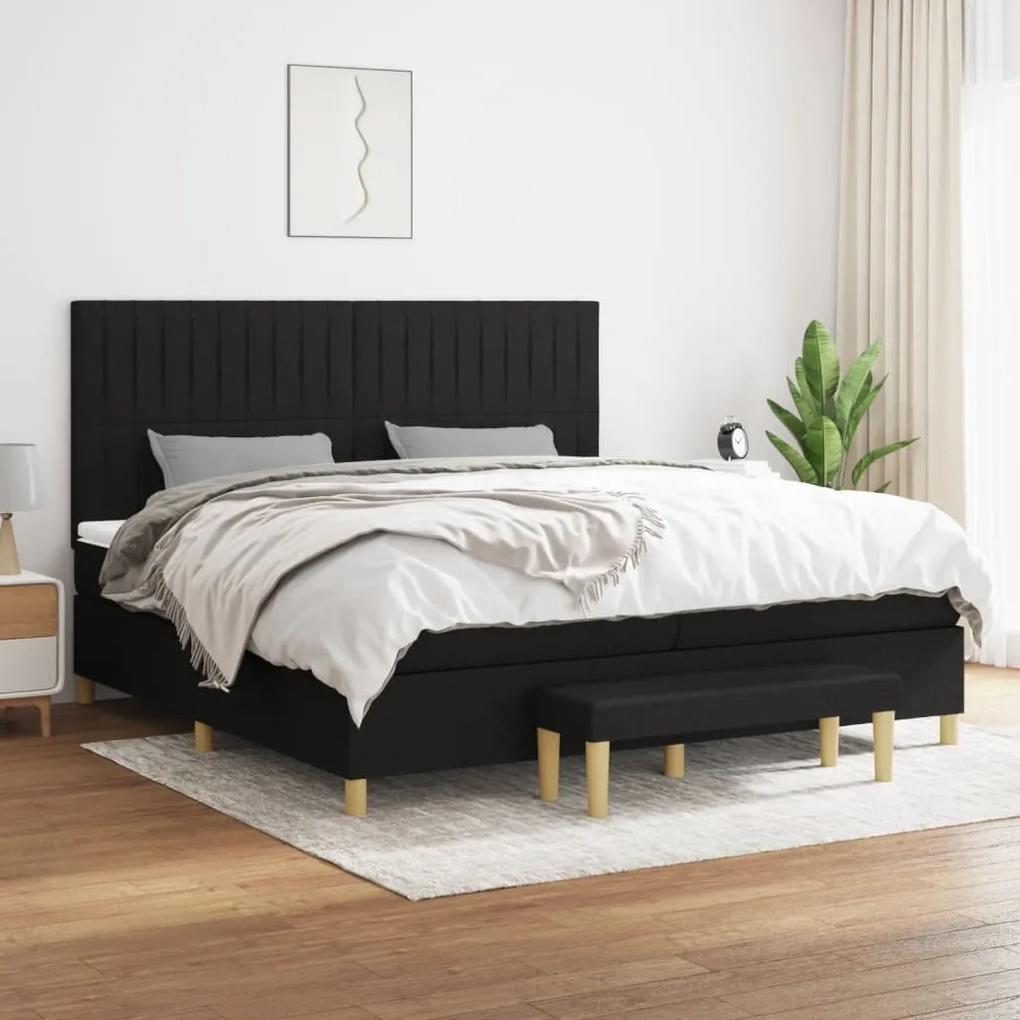Boxspring posteľ s matracom čierna 200x200 cm látka 3137343