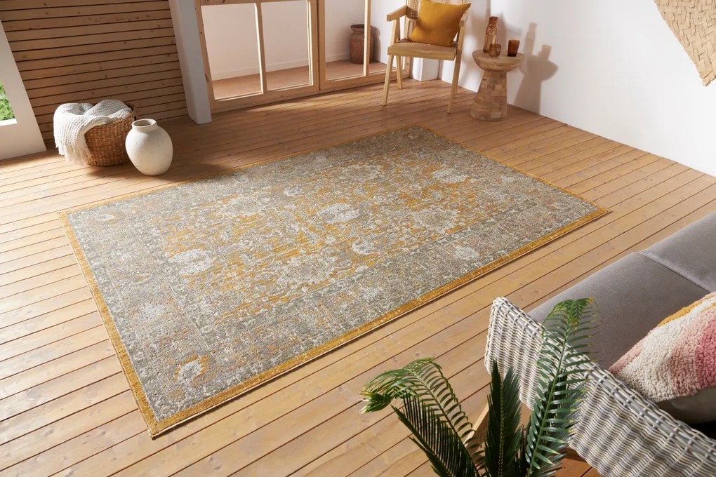 Hanse Home, Kusový koberec Cairo 105590 Luxor Gold – na von aj na doma, 120x170, žltá, chodba / predsieň