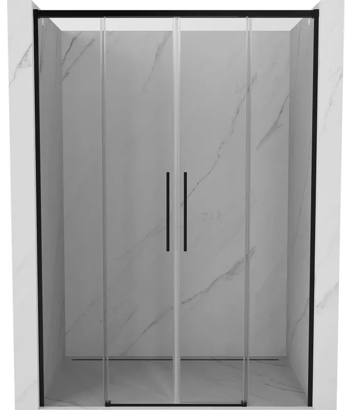 Mexen Rox, posuvné sprchové dvere 150 cm, číre sklo, čierny profil, 8C2-150-002-70-00