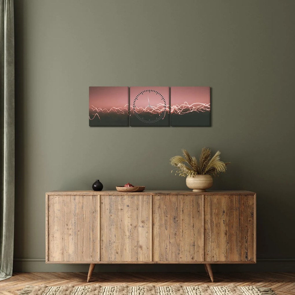 Abstraktný obraz (s hodinami) (90x30 cm)