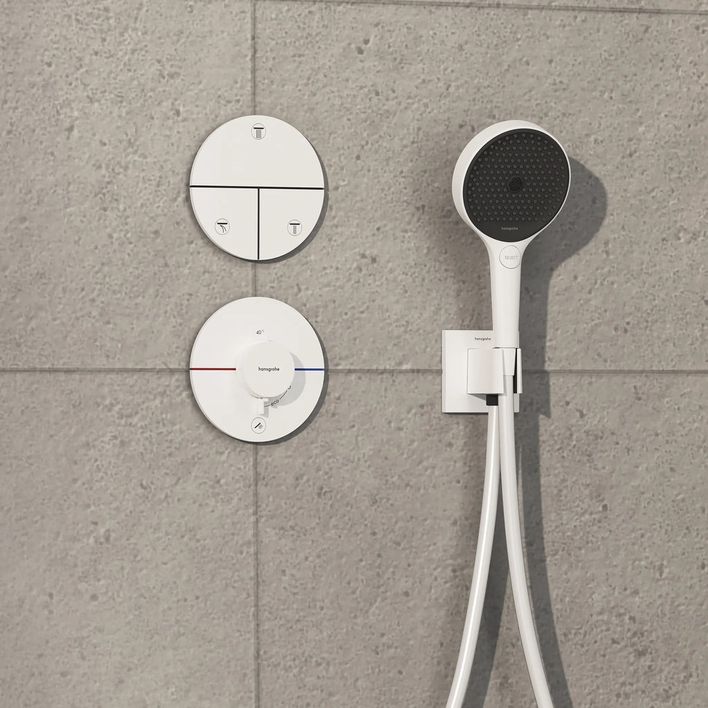 Hansgrohe ShowerSelect Comfort S, termostat pod omietku pre 1 spotrebič a ďalší výtok, biela matná, HAN-15562700