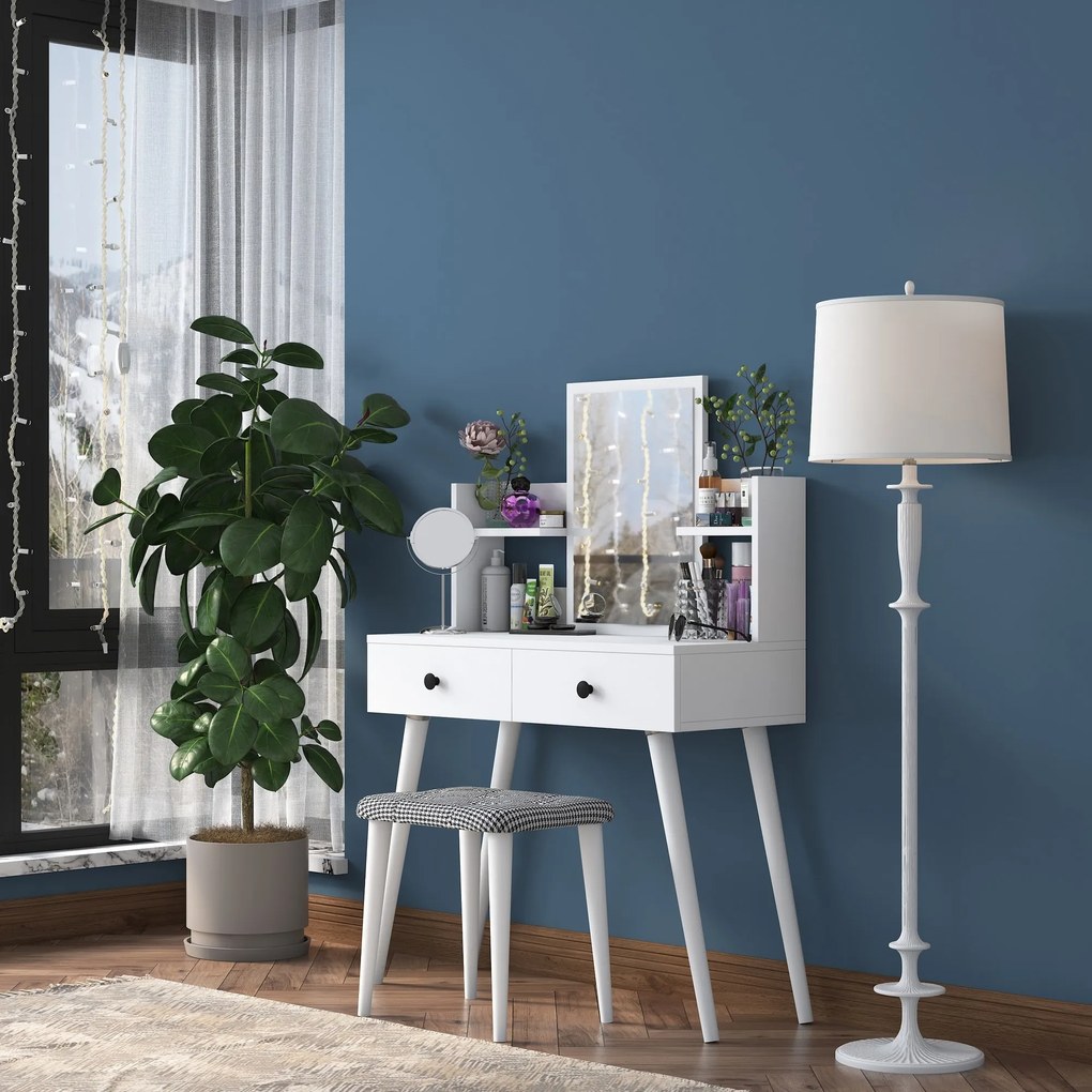 Toaletný stolík Margot 02 so stoličkou biely