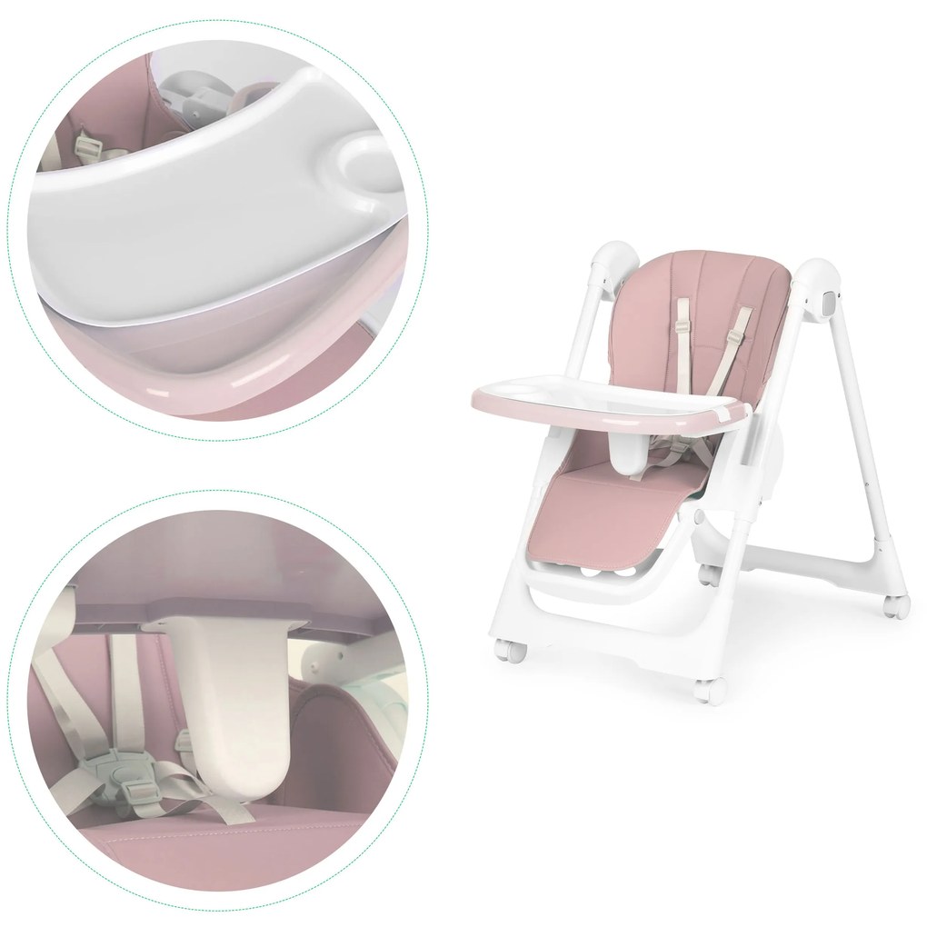 Vysoká stolička na kŕmenie, výškovo nastaviteľná PINK