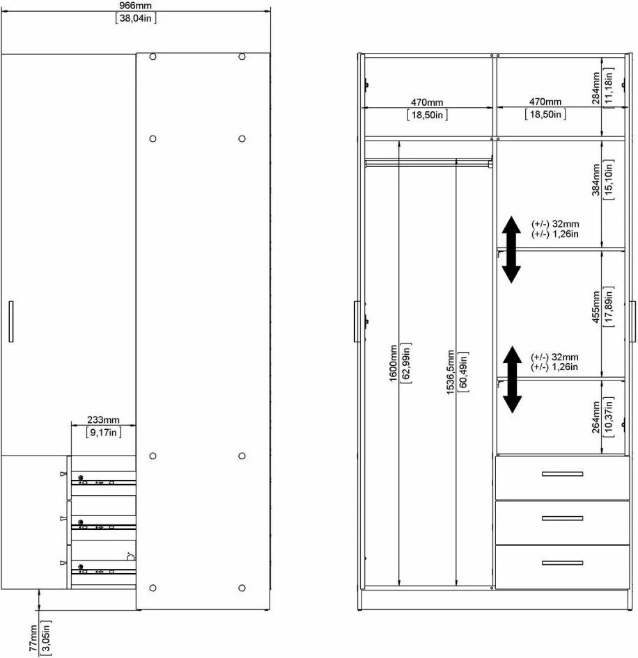Šatníková skriňa Spiken I matná sivý