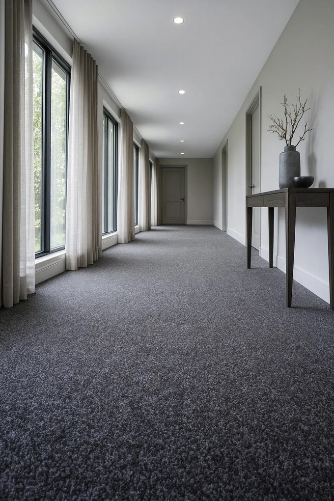 Betap, Metrážny koberec Primo 78 antracit, záťažový, na mieru, šíře 4m, šedá, resine, chodba / predsieň