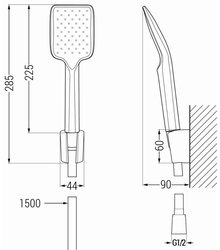 Mexen Sabre R62 vaňová batéria so sprchovým setom, čierna - 7213R62-70