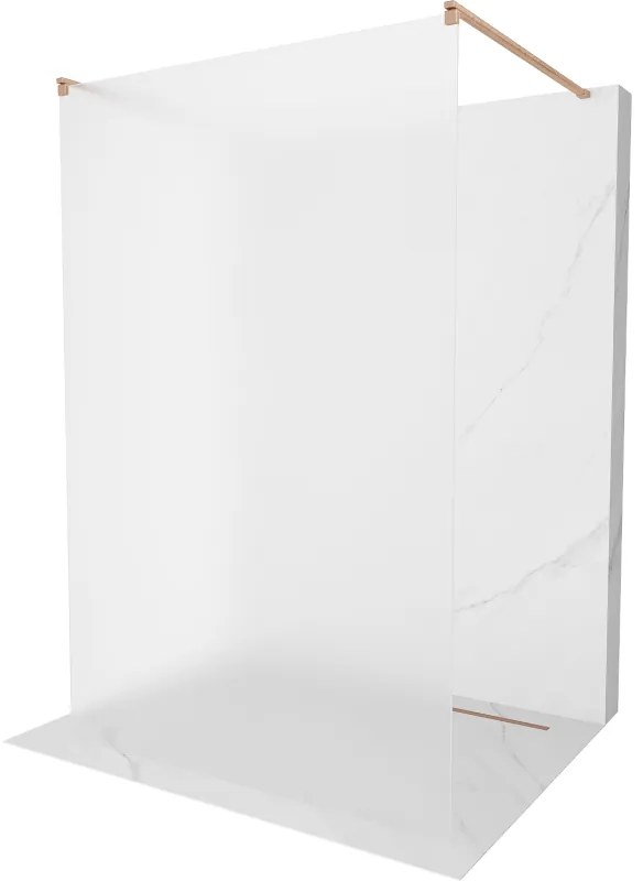 Mexen Kioto, sprchová zástena Walk-In 130 x 200 cm, 8mm sklo námraza, medený matný profil, 800-130-002-65-30