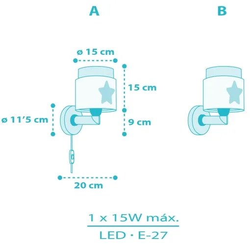 Dalber 76019T - Detské nástenné svietidlo BABY DREAMS 1xE27/15W/230V modrá