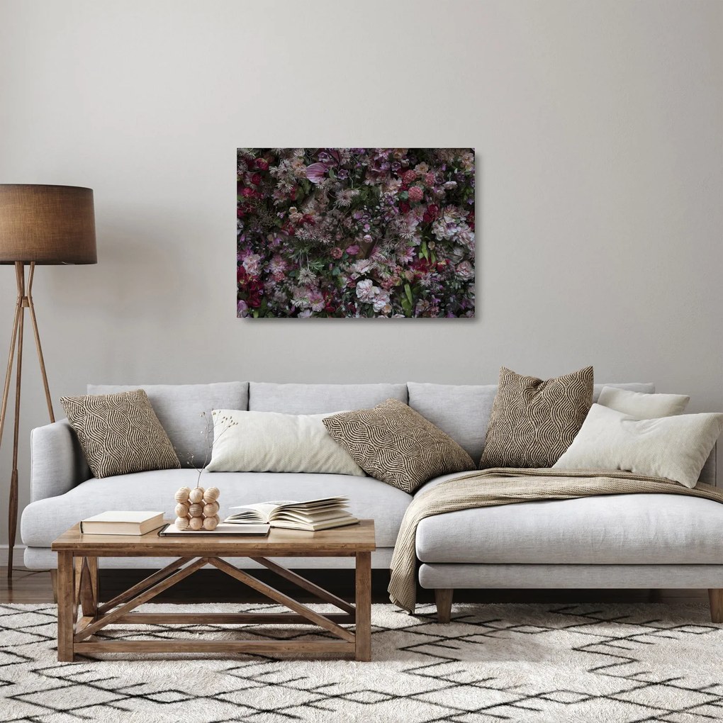 Sklenený obraz - Kvetinový múr (70x50 cm)