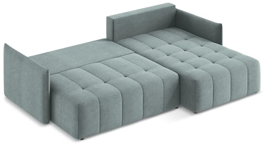 Modrá rozkladacia/s úložným priestorom rohová pohovka (pravý roh/s leňoškou) Moku – Makamii