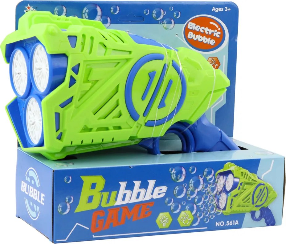 LEAN Toys Mydlová pištoľ na batérie LED modro-zelená