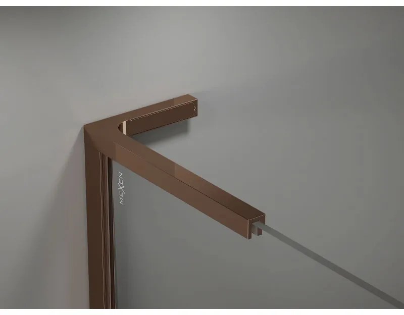 Mexen, Mexen Kioto-X L sprchová stena 60 x 200 cm, priehľadná 10 mm, ružové zlato - 800-060-107-60-00-X
