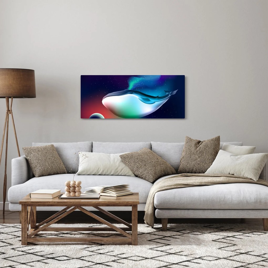 Obraz - Veľryba vo vesmíre (120x50 cm)