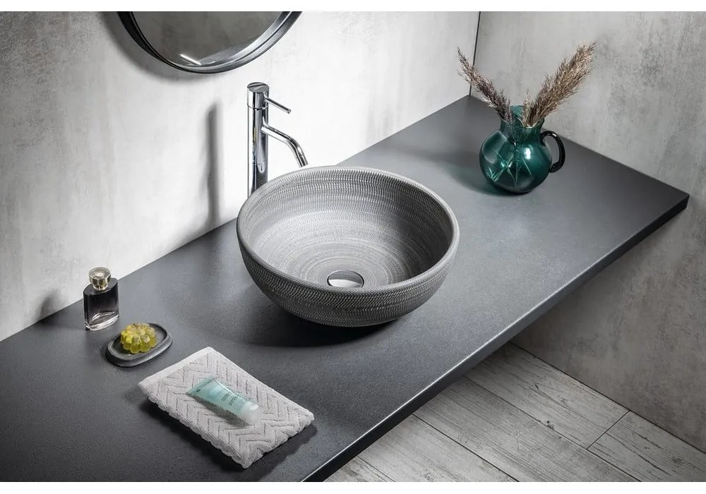 Sivé keramické okrúhle umývadlo ø 41 cm Priori – Sapho