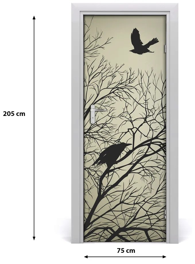 Samolepiace fototapety na dvere Vrany na strome 75x205 cm