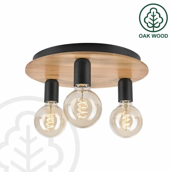 Stropné svietidlo DUSTY 3xE27/15W/230V pr. 34 cm dub/čierna
