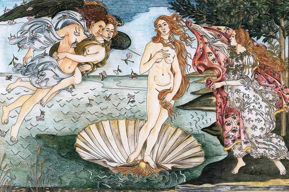 Tapeta reprodukcia Zrodenie Venuše - Sandro Botticelli - 450x300