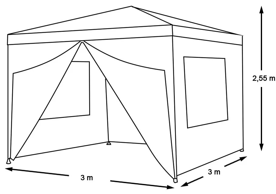 Párty stan v bielej farbe, 3 rôzne veľkosti, 3x3
