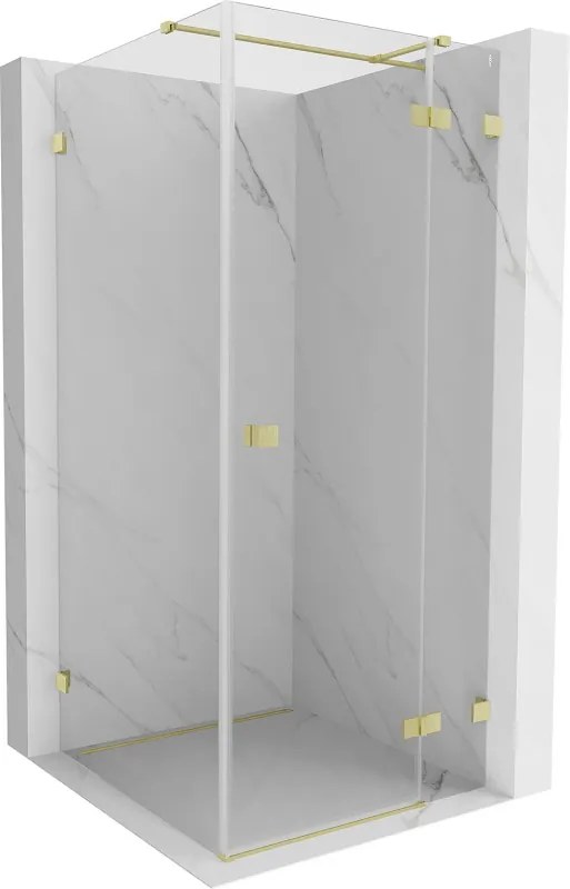 Mexen Lunar T, výklopný sprchový kút pravý 120 x 120 cm, 8mm číre sklo, zlatý kartáčovaný - 834T-120-120-55-00-P