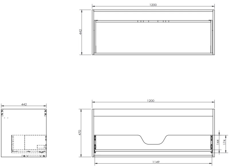 Mexen Rivel, kúpeľňová skrinka 120 cm s umývadlom Vela, 1 zásuvka, drážkovaná, grafitová matná/biela matná, 91A20-12047-1-BF66-W23M0