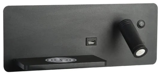 Immax 08288L-LED Nástenné sviet. s pol., USB a bezdr. nab. LED/3W/230V + LED/3W