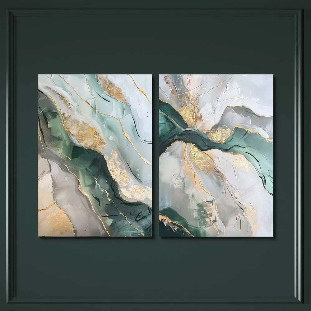 Obrazy s ručne maľovanými prvkami v súprave 2 ks 50x70 cm Aventurine – Styler