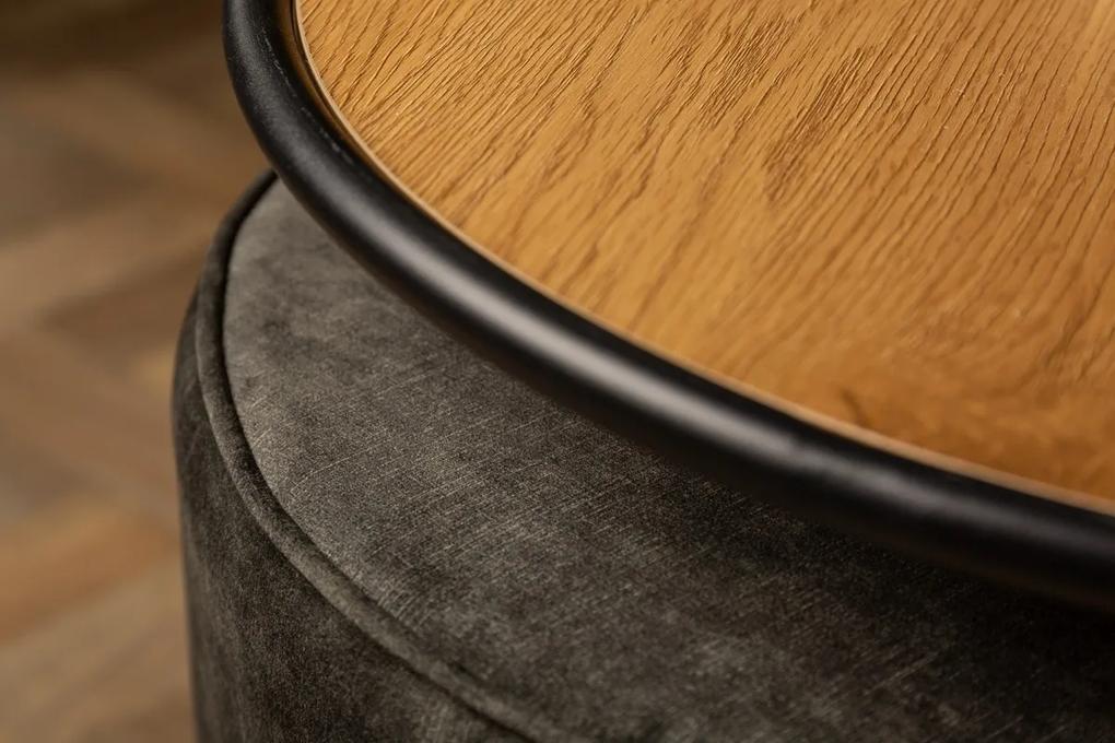 Dizajnový odkladací stolík s taburetkou Kiana 55 cm imitácia dub
