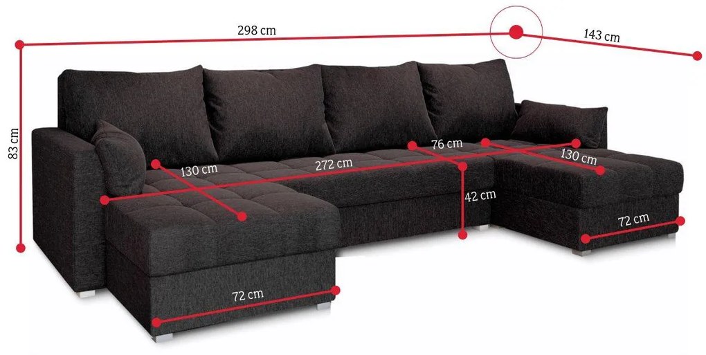 Sedacia súprava do U JAKO, 298x83x143, kronos 01