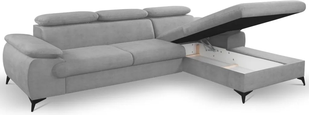 Rohová sedacia súprava Scala, svetlo šedá látka, pravý roh