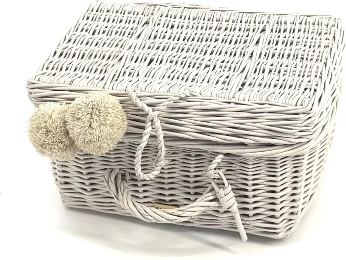 Prútený kufrík - biela