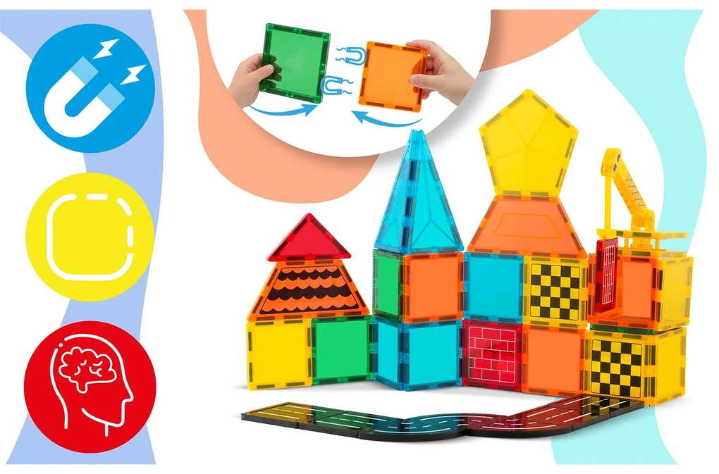 Vzdelávacie stavebné magnetické bloky 72 ks RK-780 Ricokids